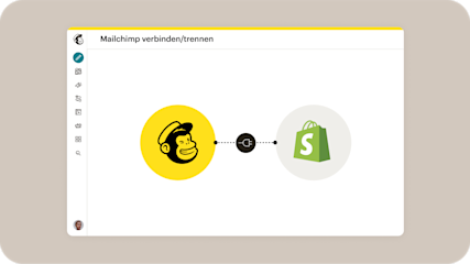 Integrations-Dashboard von Intuit Mailchimp, womit Vermarktende Mailchimp mit Shopify verbinden oder trennen können.